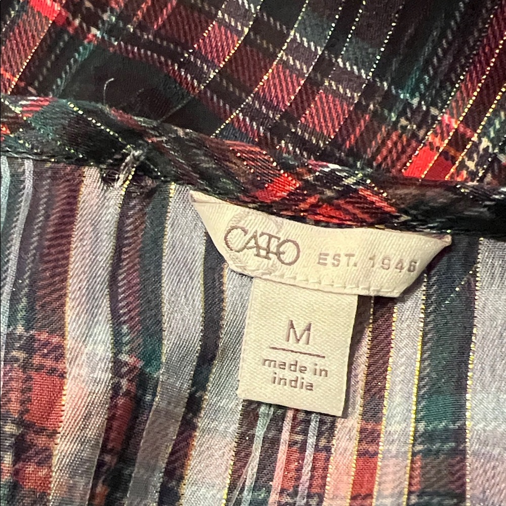 Cato Black and Red Checkered Peplum Blouse - Picture 11 of 11